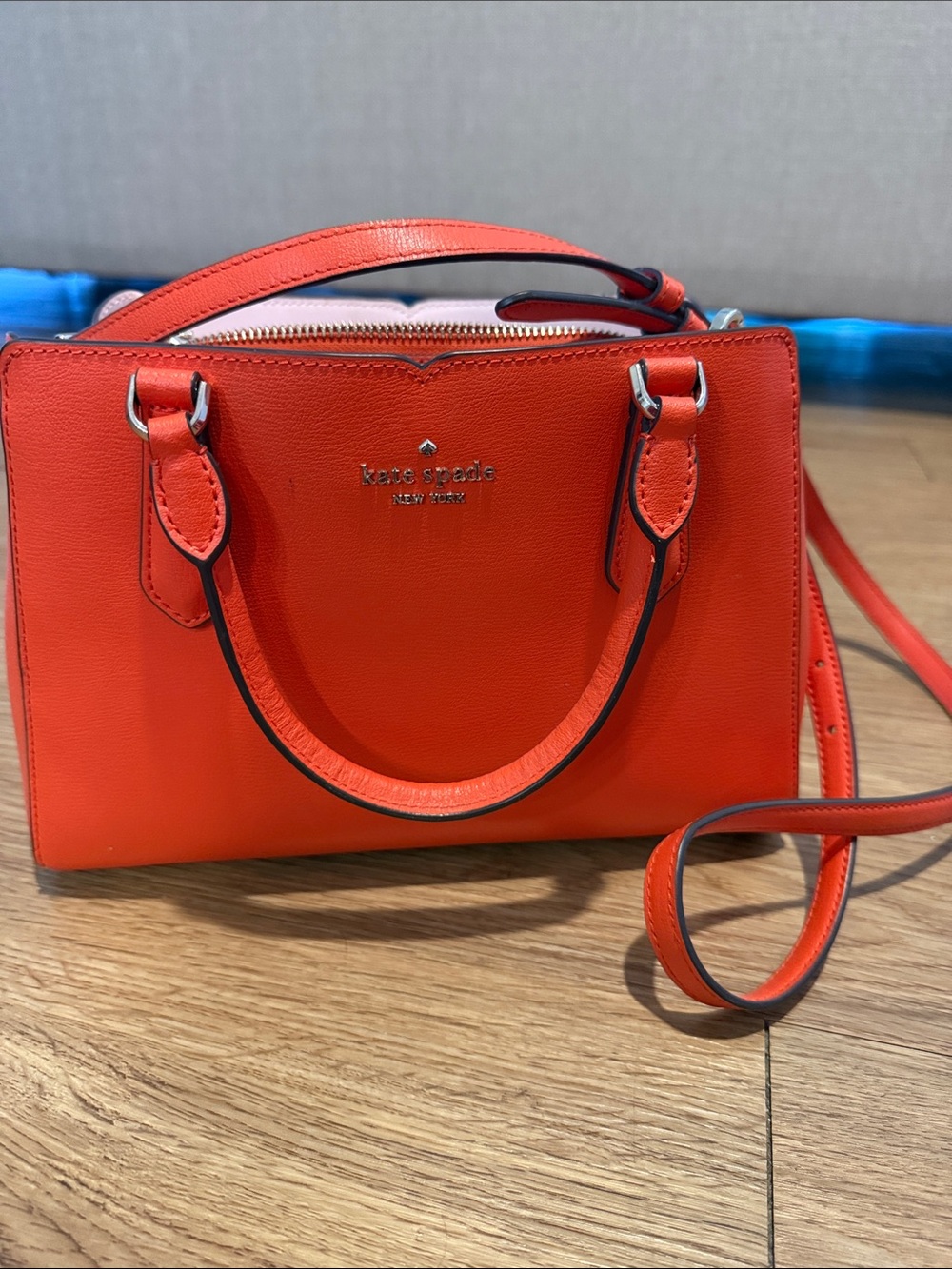 kate spade Bright Red Leather Satchel with Crossbody Strap